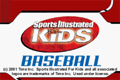 Sports Illustrated For Kids Baseball title screen for GameBoy Advance